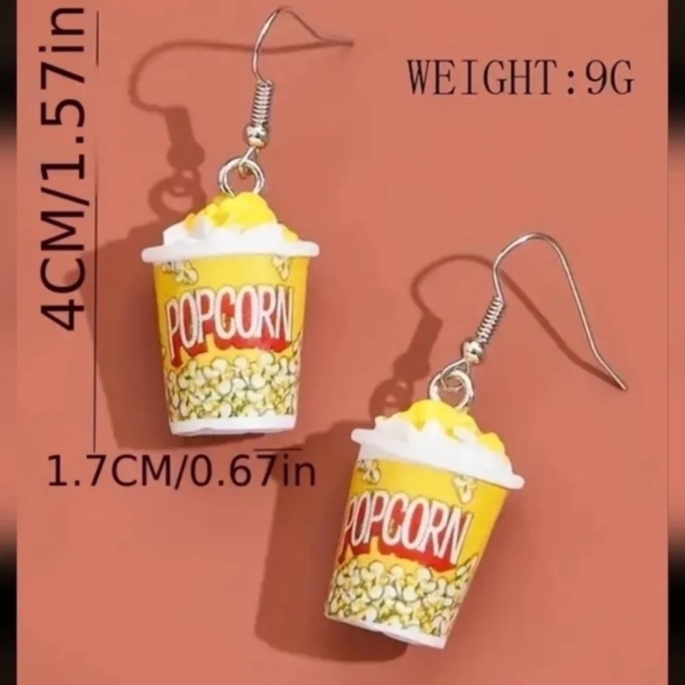Creative Womens Popcorn‎ Bucket Dangle Earrings NWT